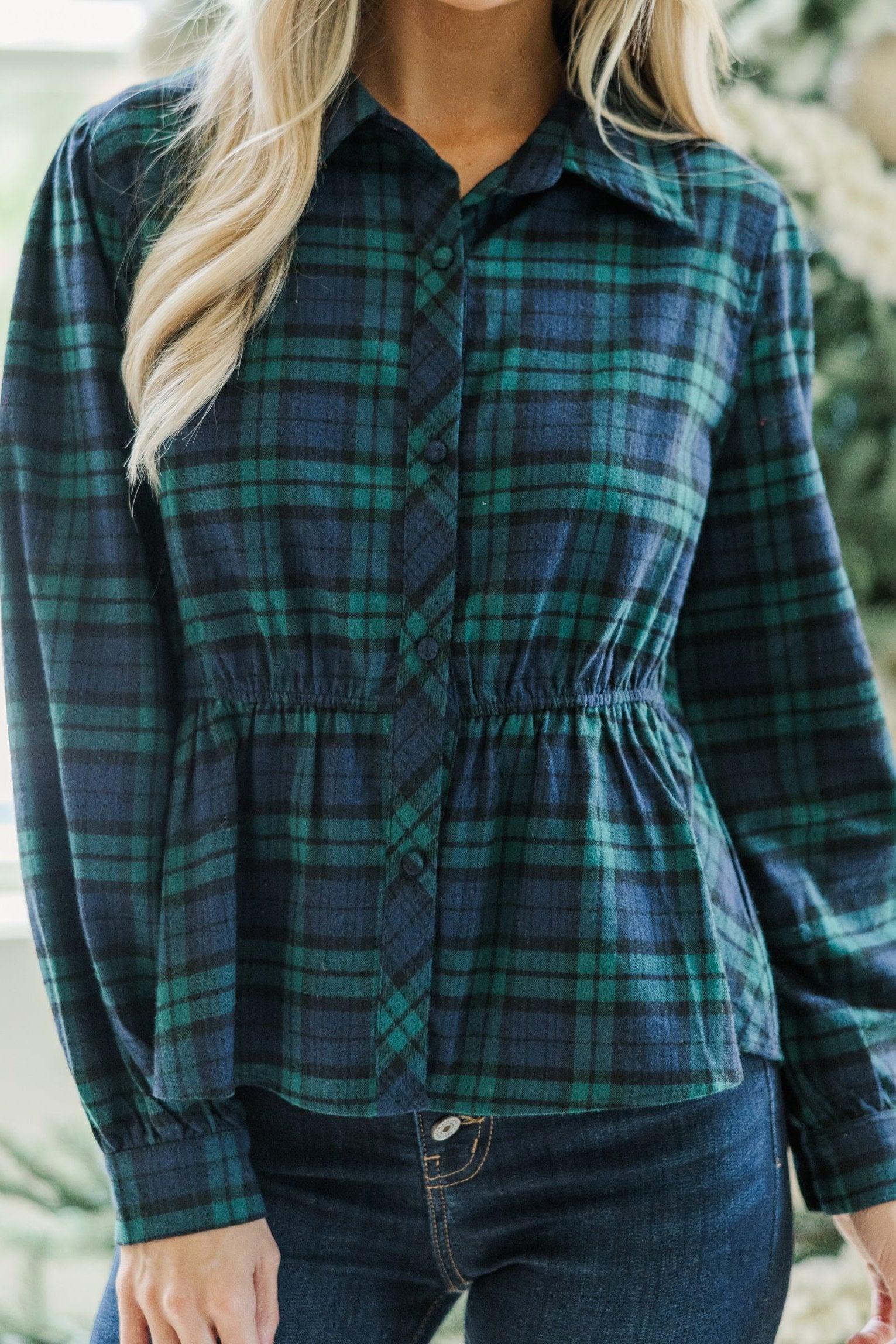 Make Your Own Choices Green Plaid Top Female Product Image