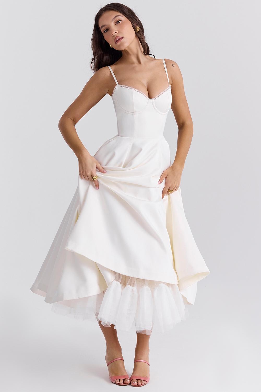 Mademoiselle  white tulle midi dress Product Image