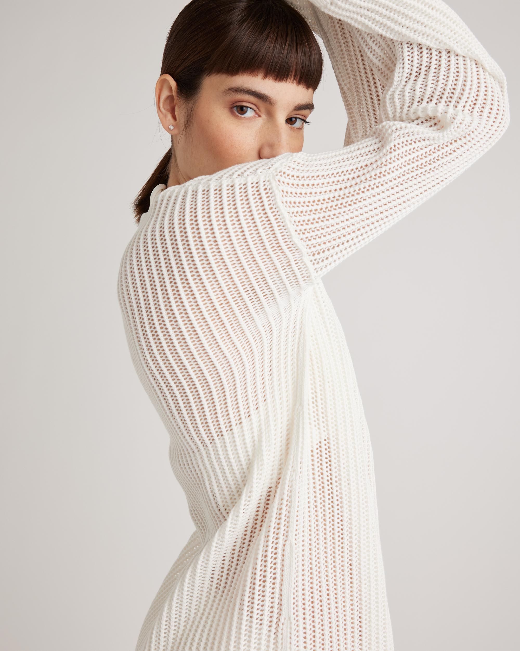 Quince | Women's Open-Knit Long Sleeve Cover-Up Mini Dress Size XS, Organic Cotton Product Image