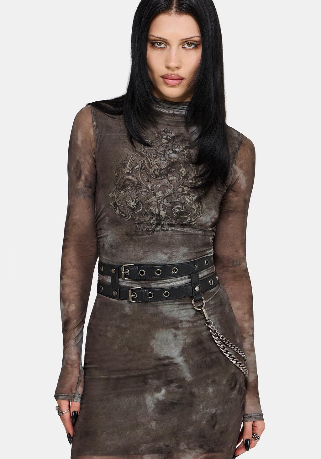 Eros Realm Graphic Mesh Midi Dress Product Image