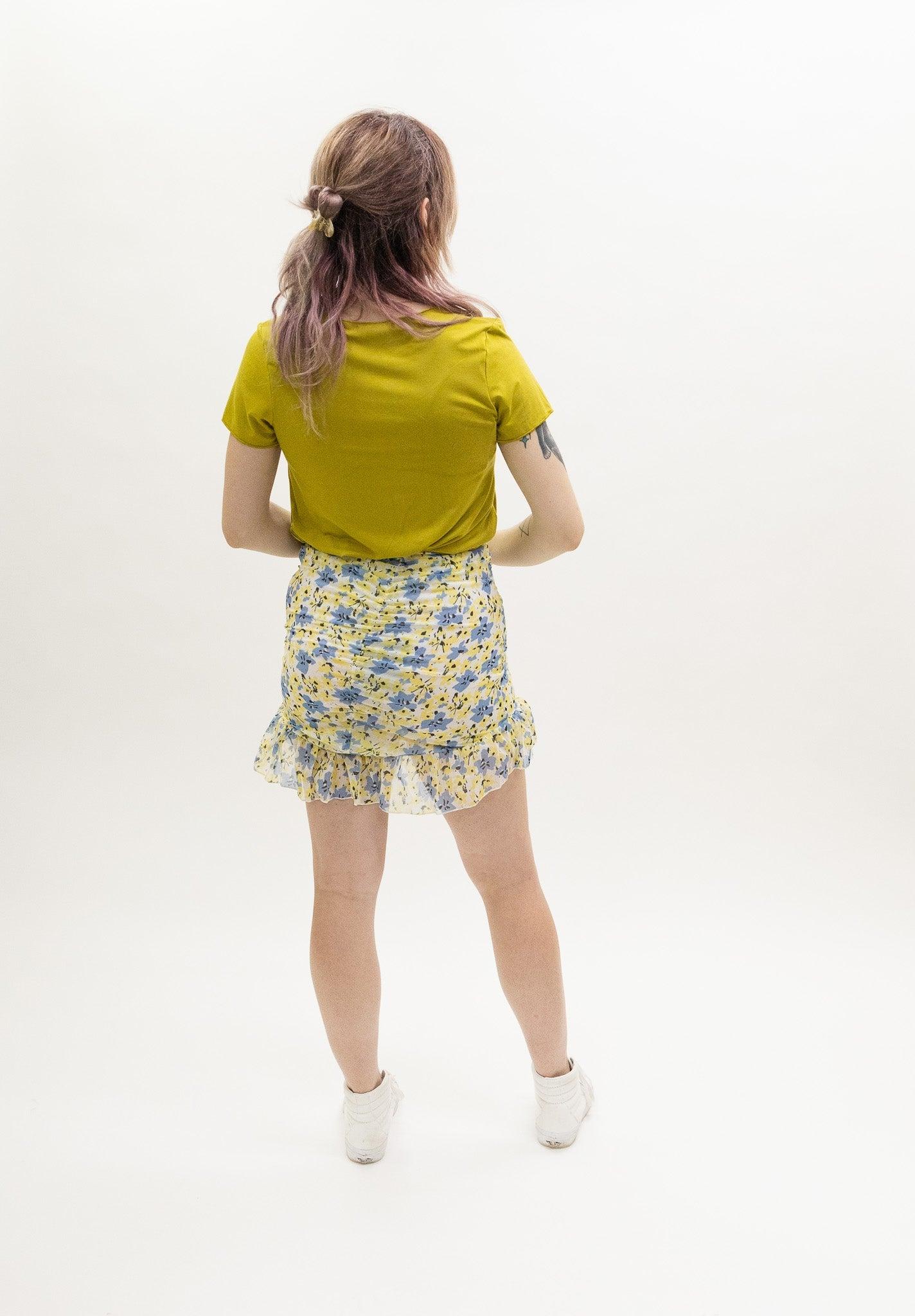 Wild Pony Flower print draped mini skirt - Doiloi Print Product Image