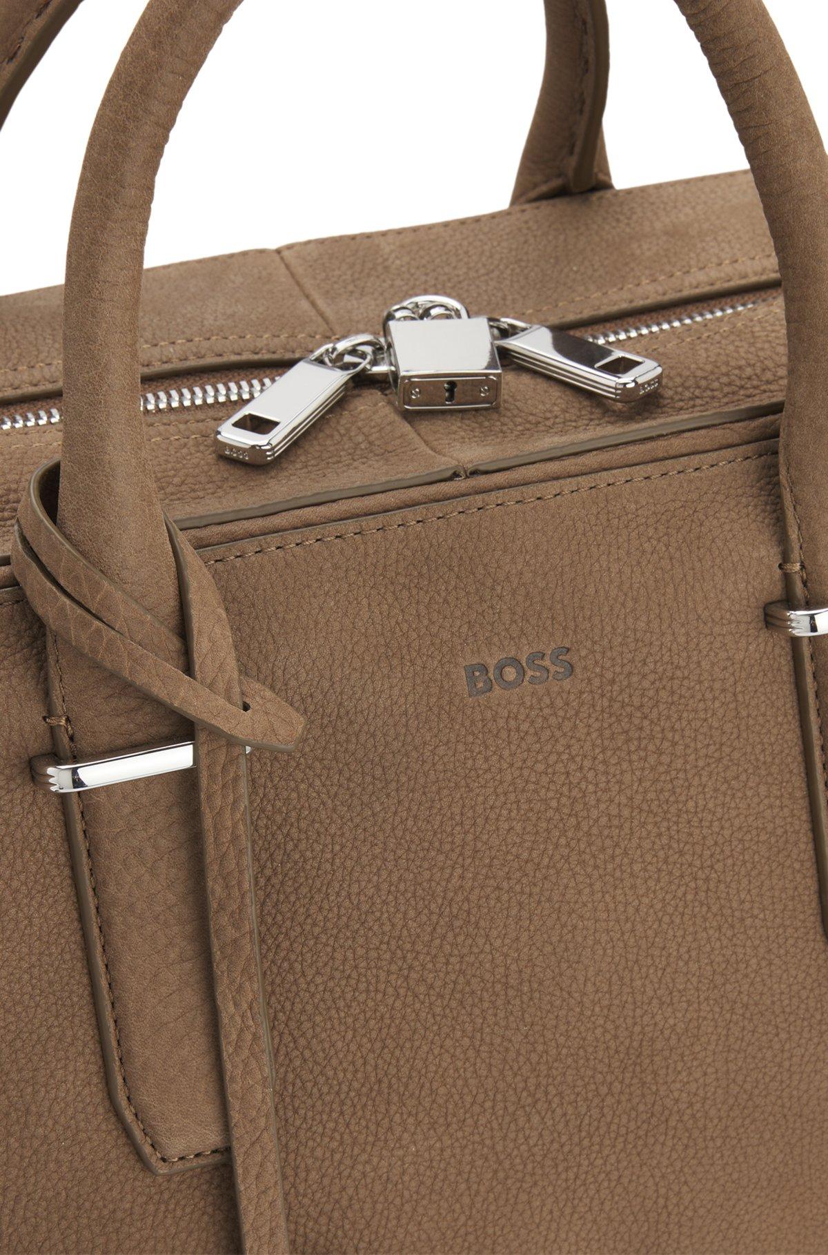 Grained-leather holdall with embossed logo Product Image