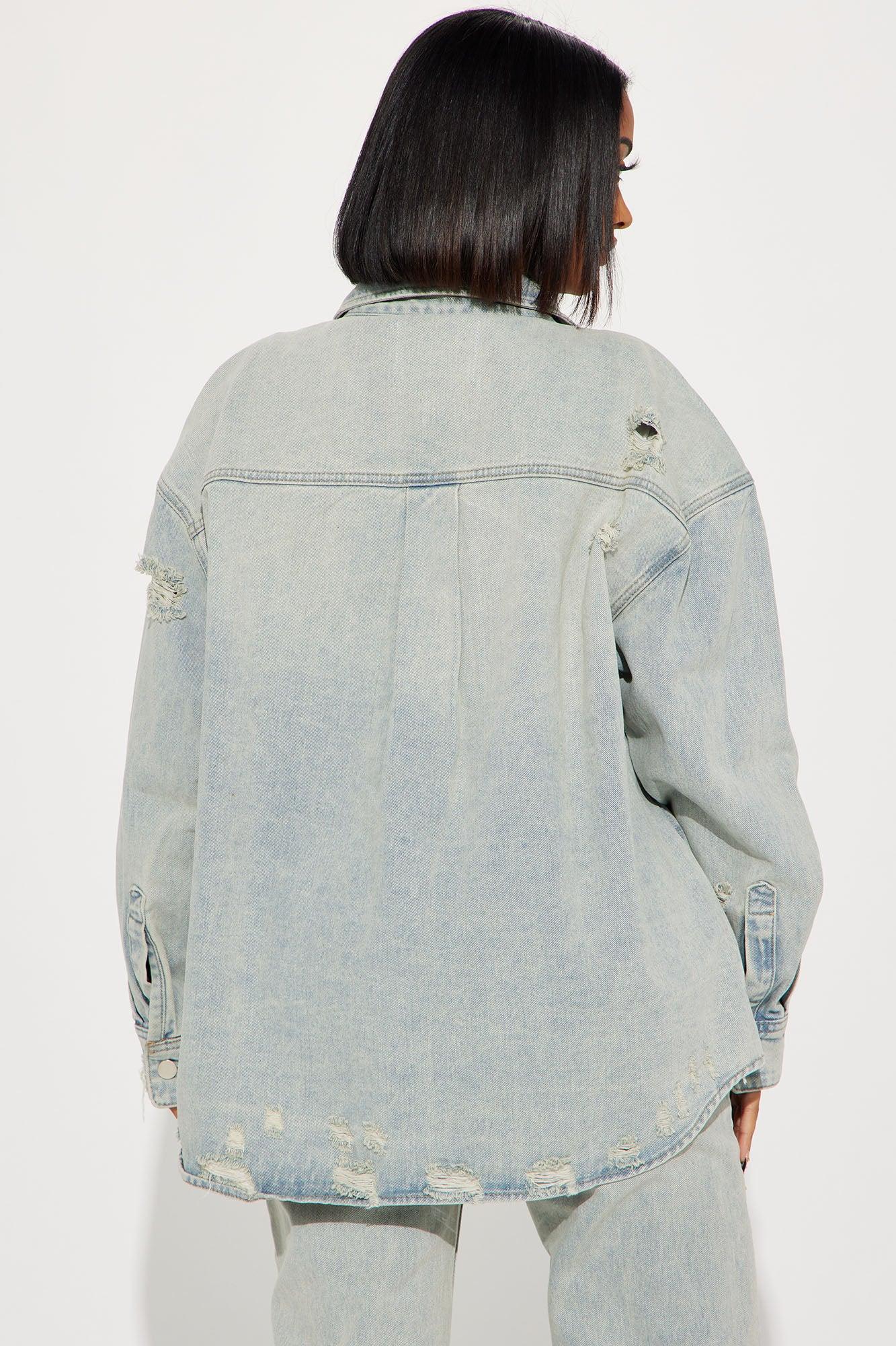 Far Away Tinted Denim Shacket - Light Wash Product Image