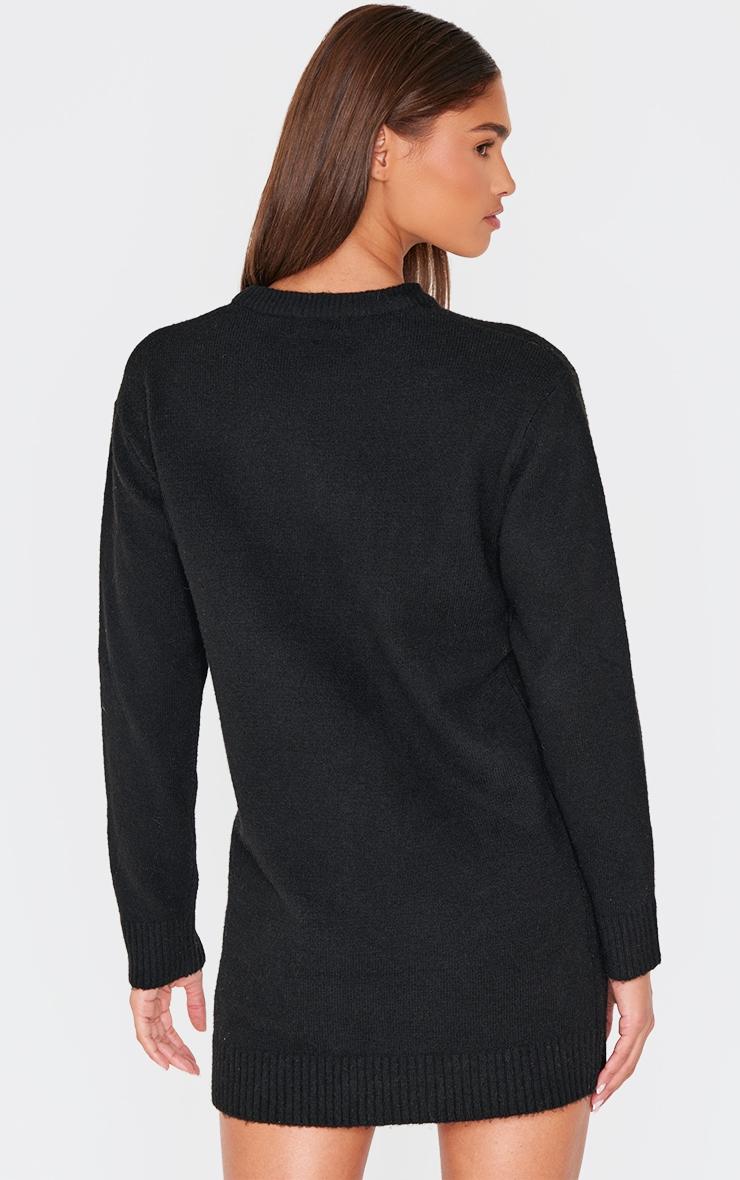 Black Soft Knit Oversized Basic Sweater Dress Product Image