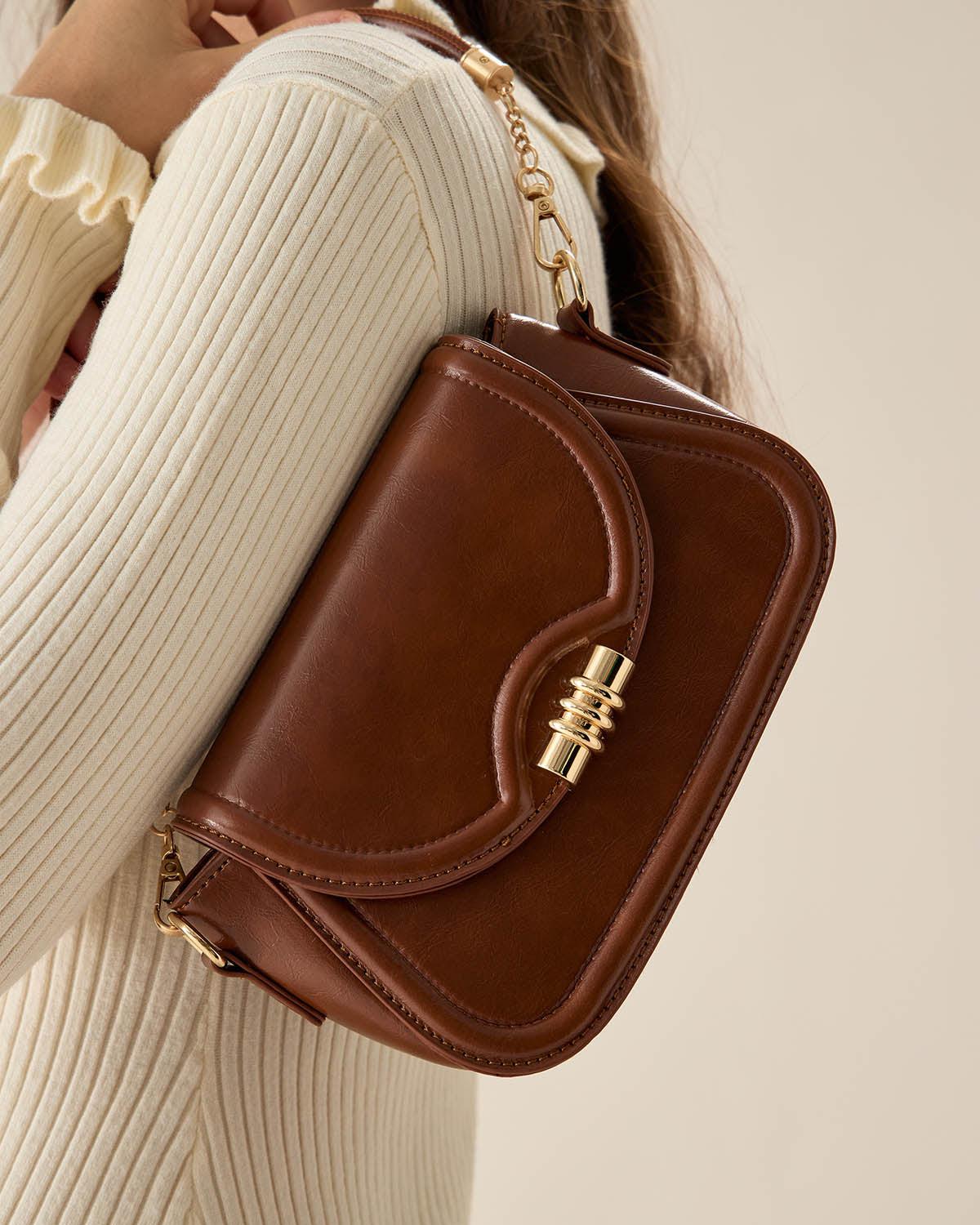 Brown Metal Buckle Flap Bag Product Image