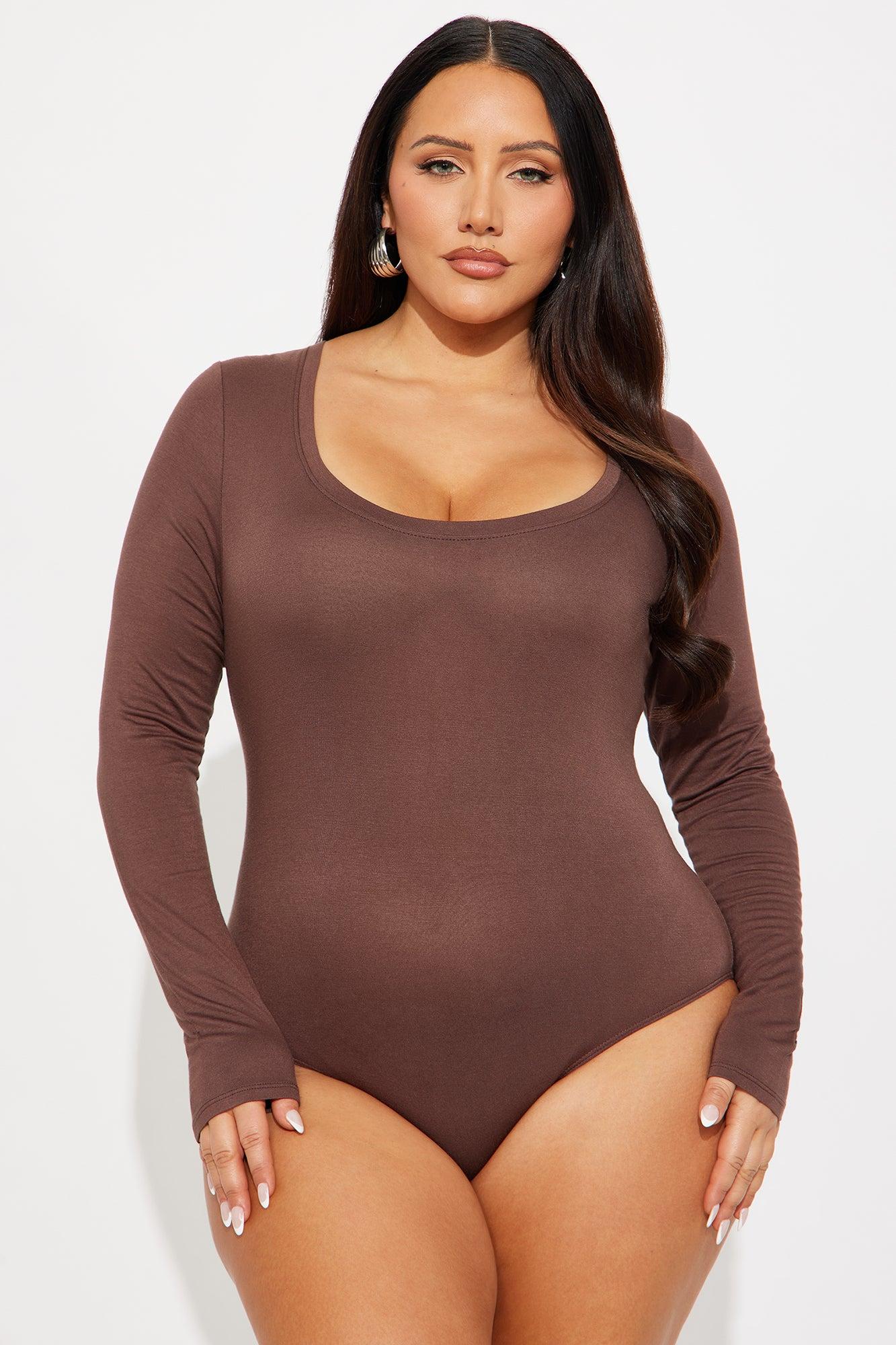 Marlene Scoop Neck Long Sleeve Bodysuit - Chocolate Female Product Image