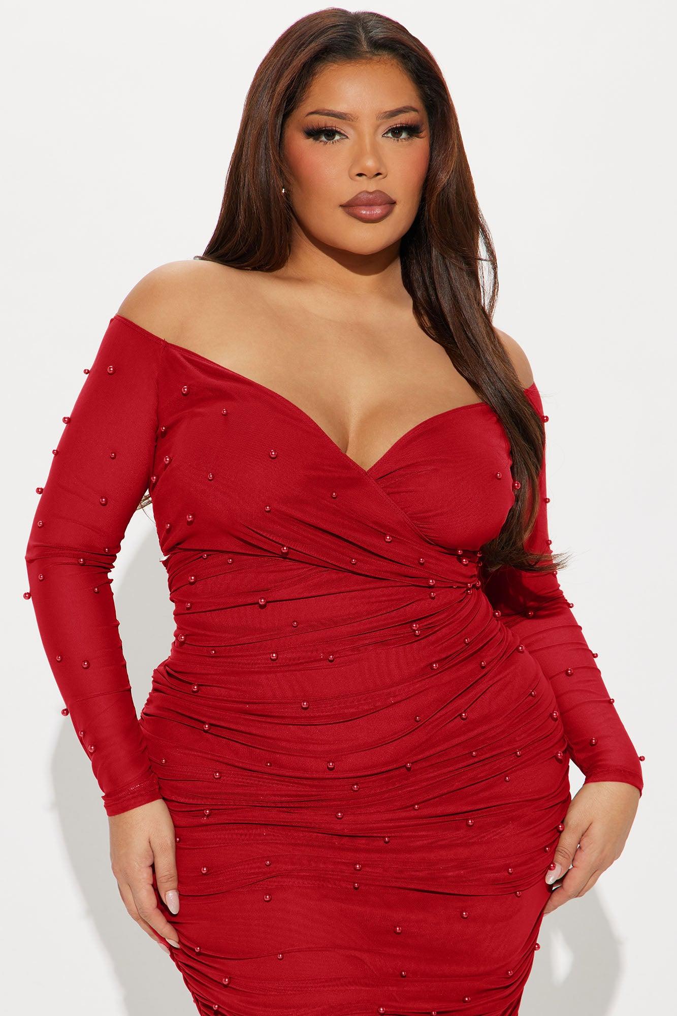 Adah Mesh Midi Dress - Red Female Product Image