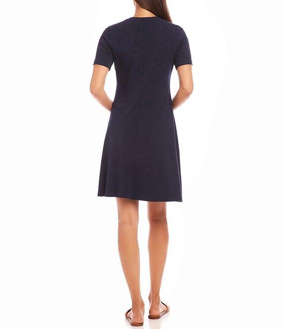 Karen Kane Knit Crew Neck Short Sleeve A-Line Dress Product Image