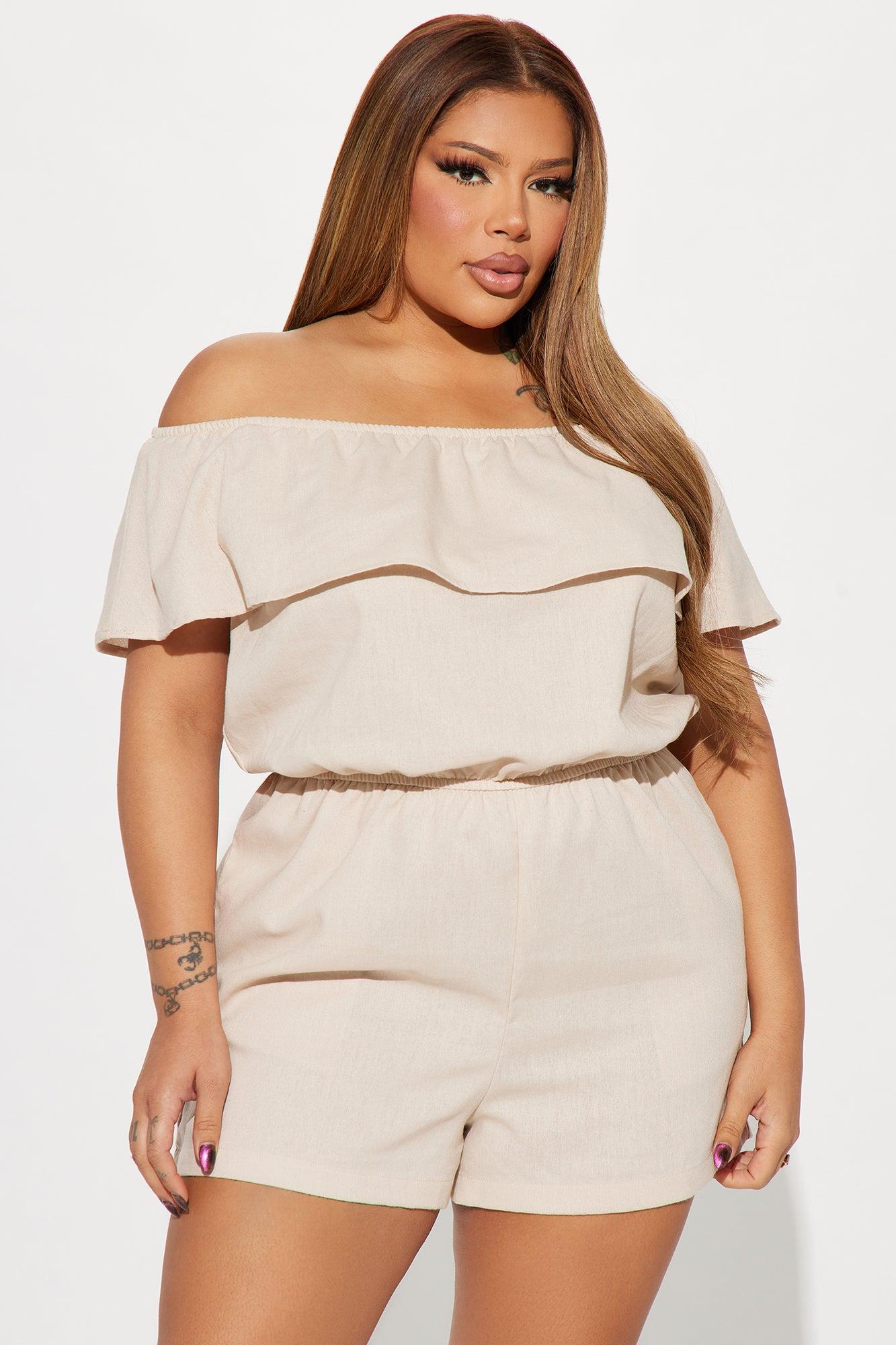 Rachal Linen Romper - Khaki Product Image