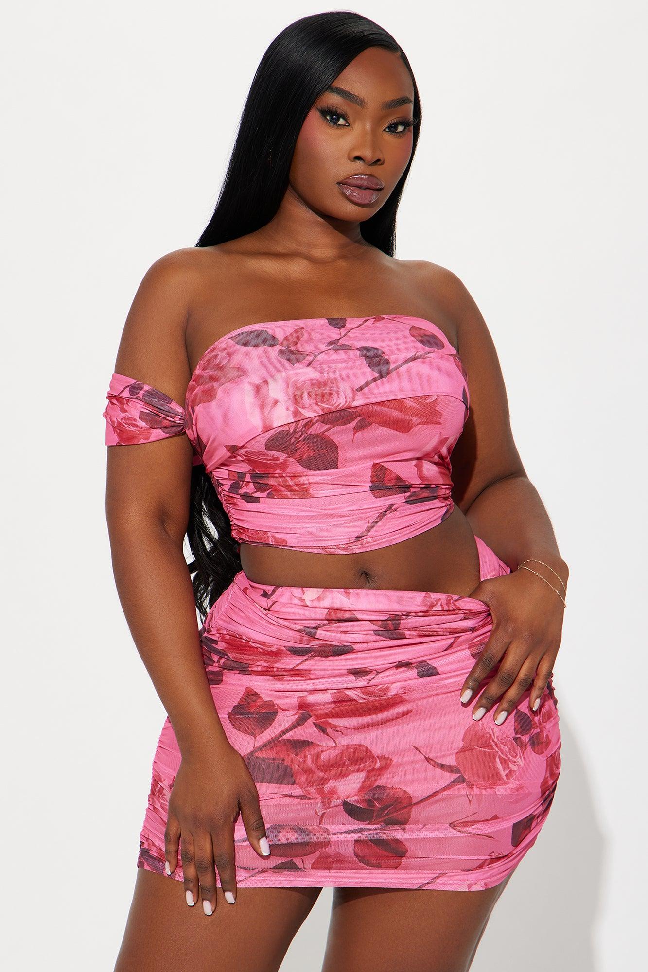 Inspired By Me Mesh Skirt Set - Pink/combo Product Image