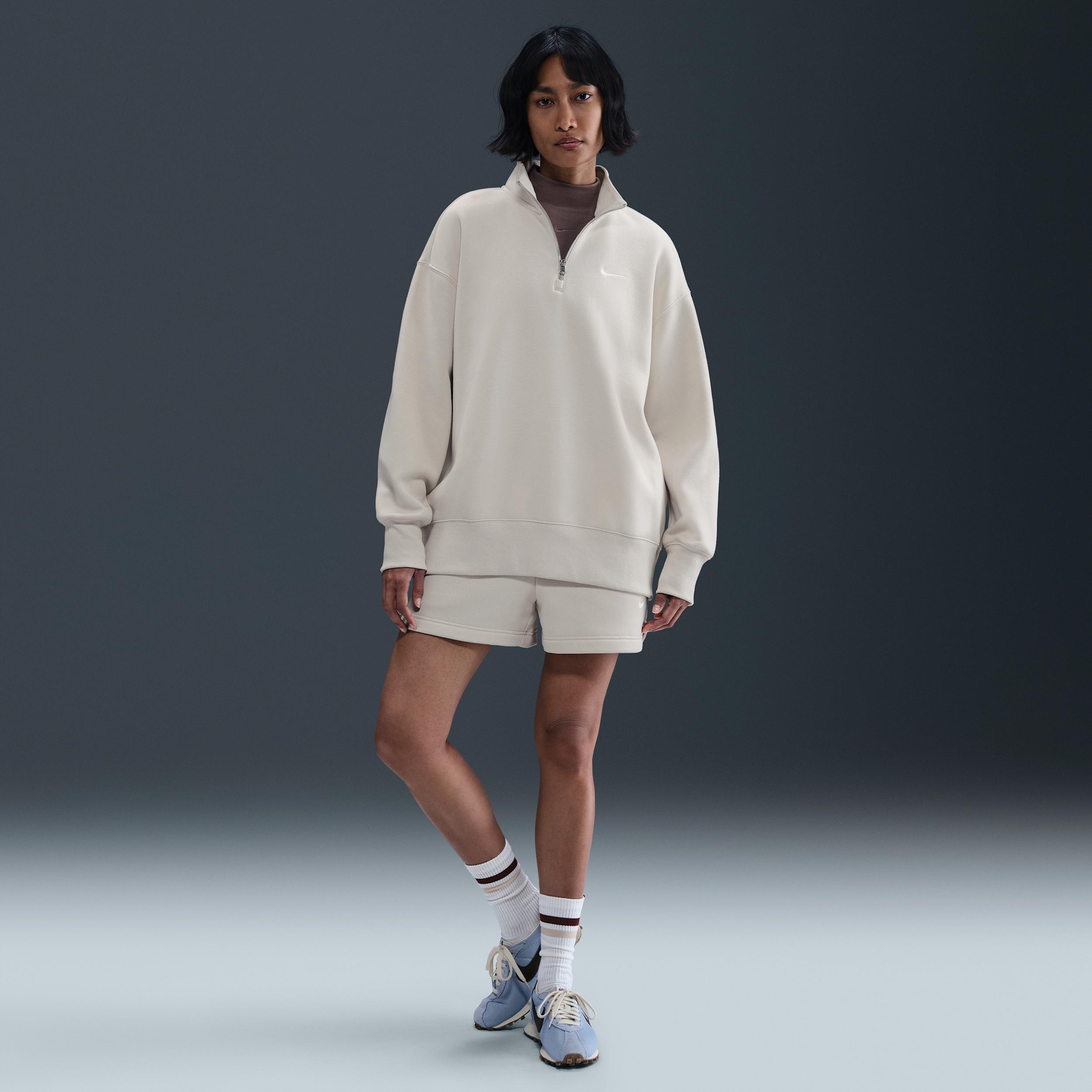 Womens Nike Sportswear Phoenix Fleece Oversized 1/4-Zip Long Sweatshirt | HJ0931-633 Product Image