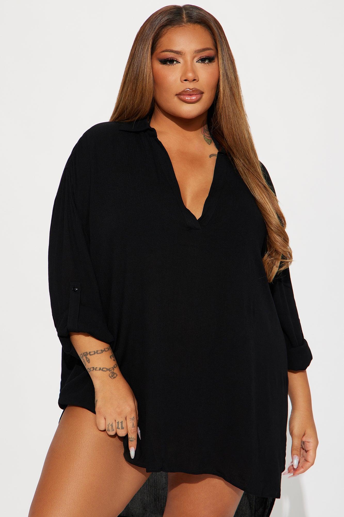 Breezy Paradise Linen Cover Up Dress - Black Product Image