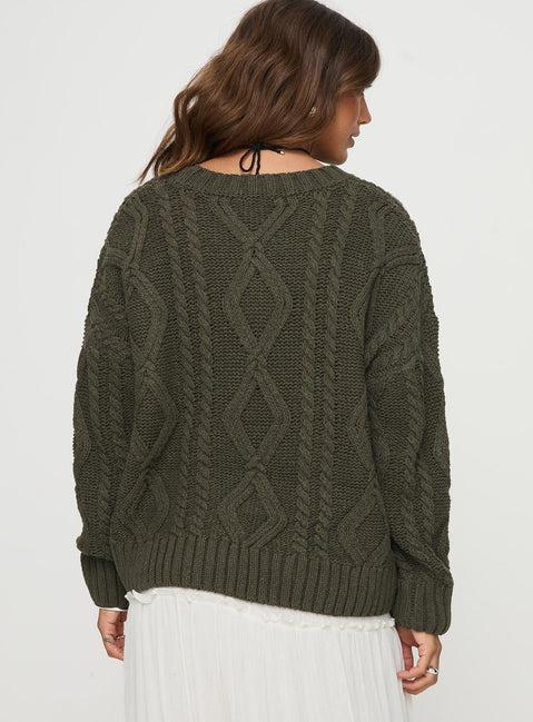 Anaya Oversized Sweater Olive Product Image