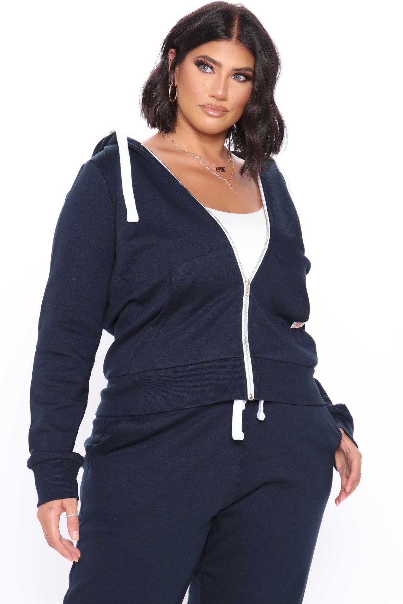 Relaxed Vibe Zip Up Jacket - Navy Product Image