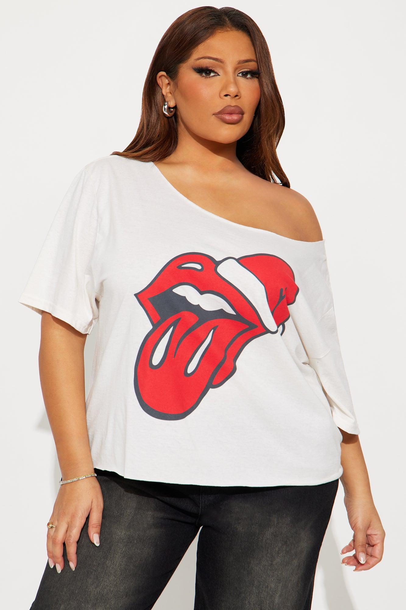 Rolling Stones Christmas Off Shoulder Tee - Off White Female Product Image