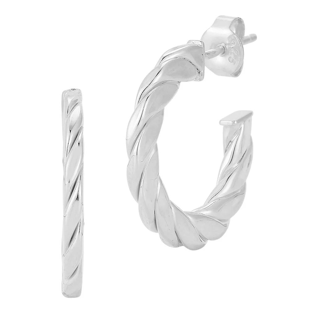 Sunkissed Sterling 14k Gold Over Silver Small Flat Twist Hoop Earrings, Women's, Silver Tone Product Image