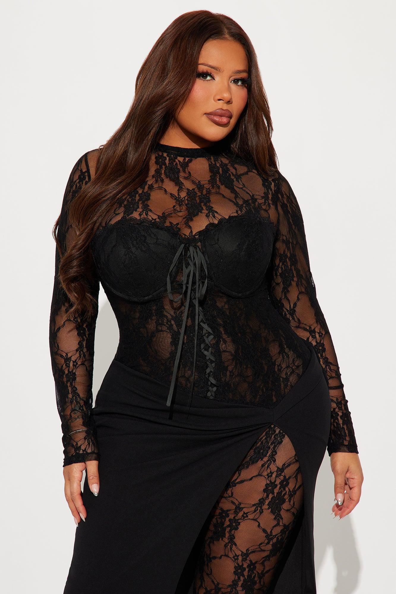 Britney Lace Maxi Dress - Black Product Image