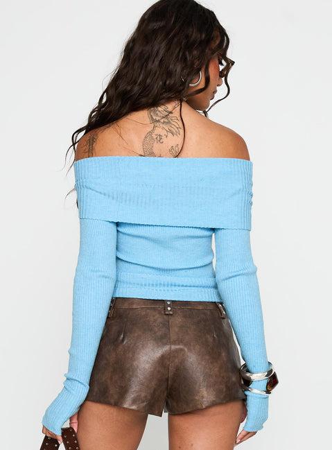 Morley Off Shoulder Sweater Blue Product Image