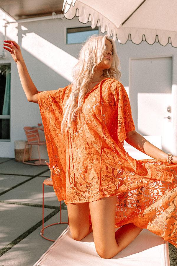 Palms Party Lace Tunic In Tangerine Product Image