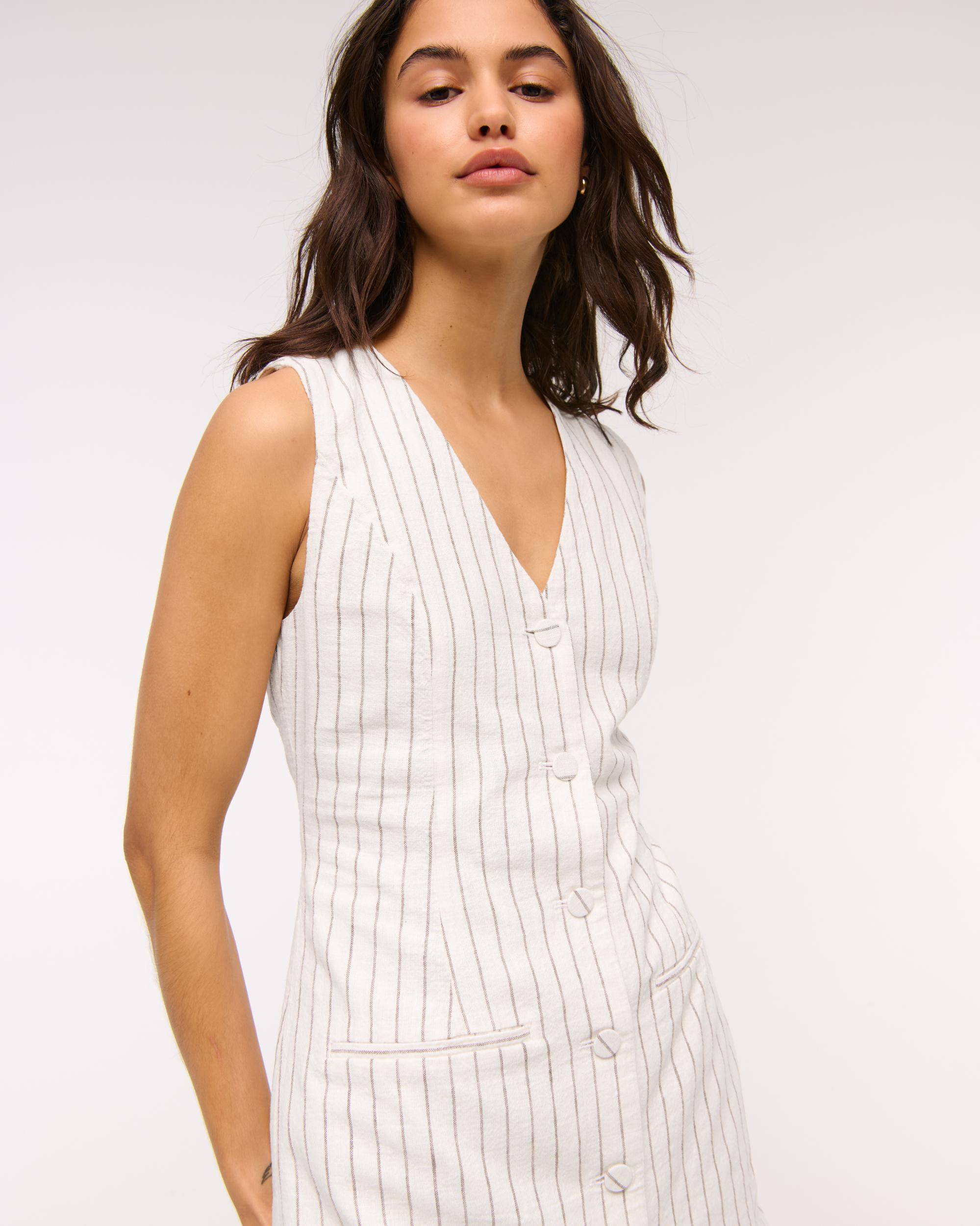 The A&F Mara Linen-Blend Vest Mini Dress Product Image