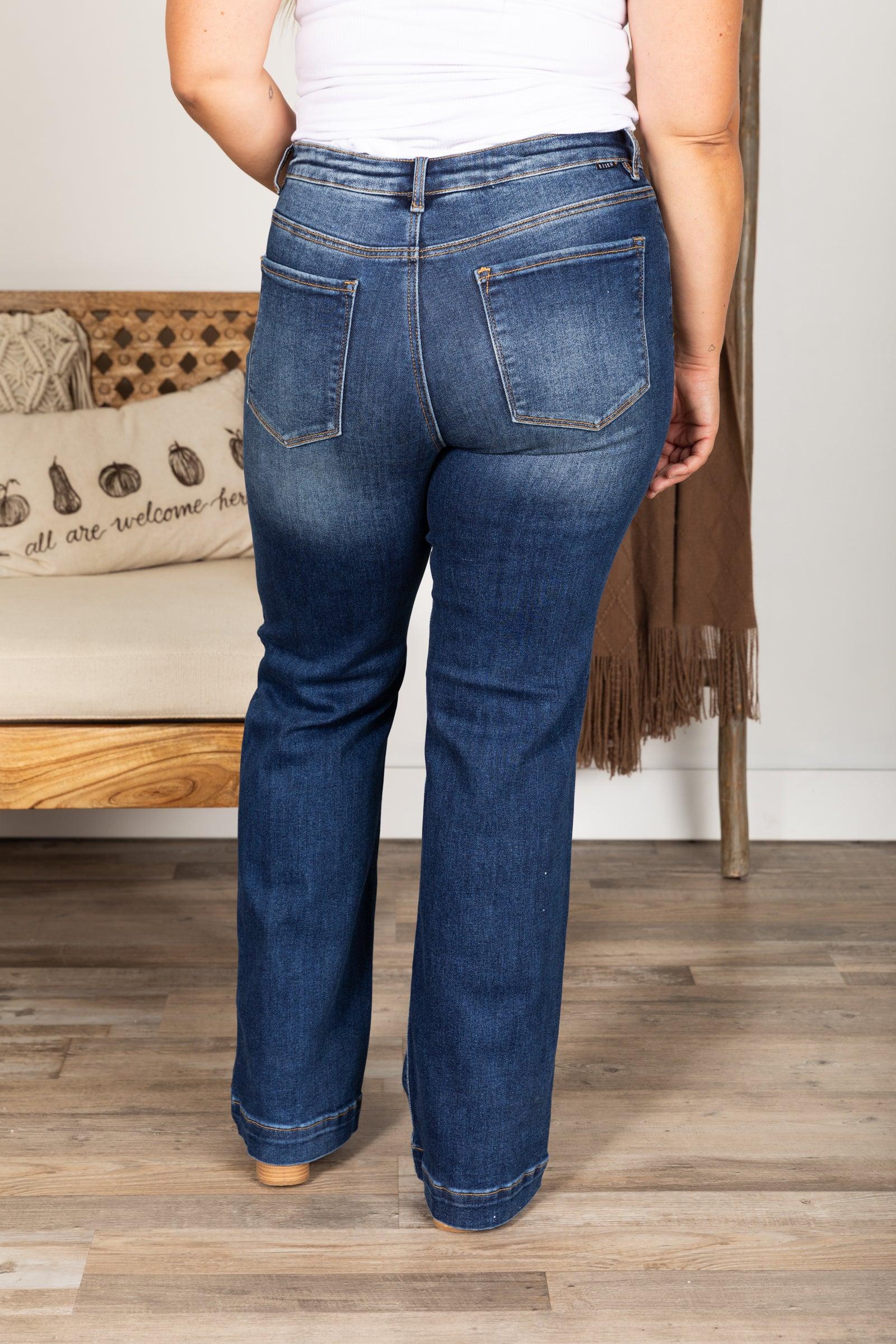 Risen Dark Wash High Rise Straight Leg Jeans Product Image