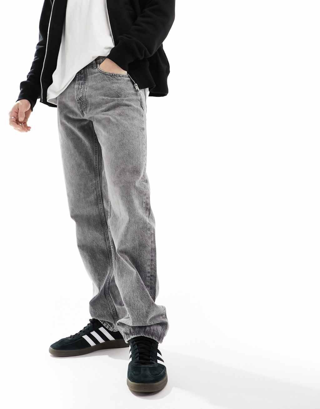 ONLY & SONS edge straight fit jeans in washed gray Product Image