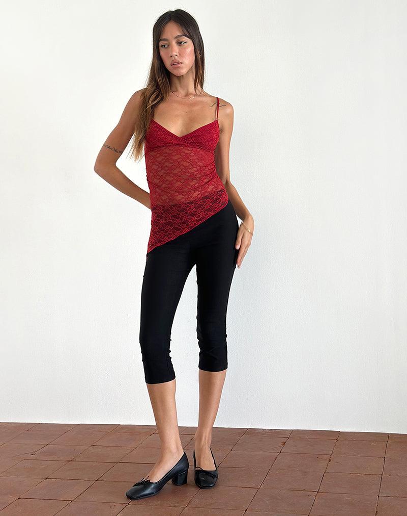 Kacha Asymmetric Cami Top in Red Mari Lace Female Product Image
