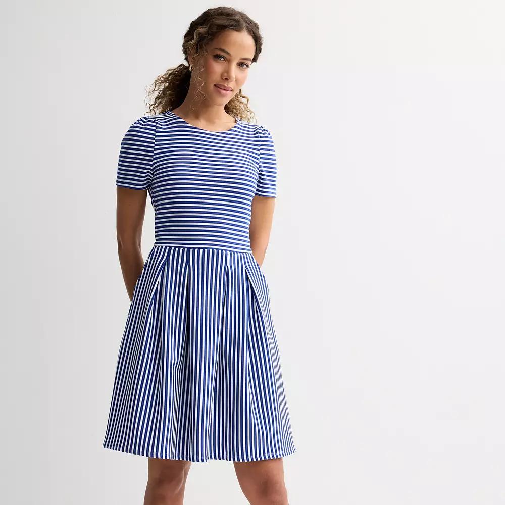 Women's Draper James Short Sleeve Knit Dress, Size: Small, Blue White Stripe Product Image