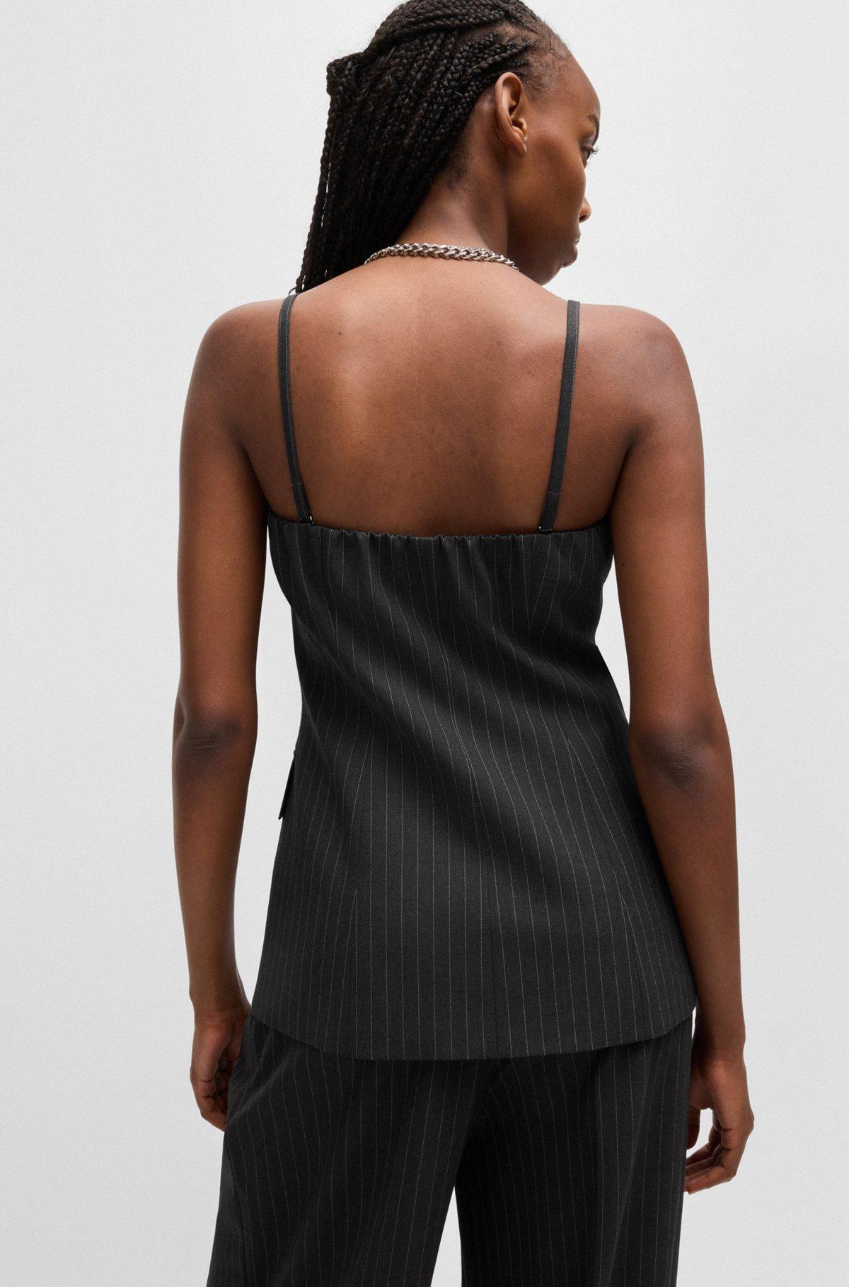 Regular-fit tailored vest in pinstripe stretch fabric Product Image