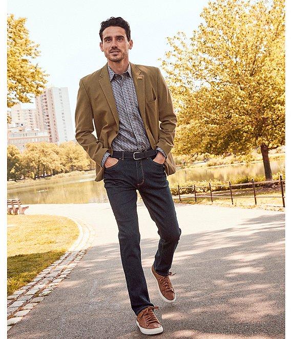 Johnston & Murphy 5-Pocket Regular Fit Tapered Leg Washed Stretch Denim Jeans Product Image