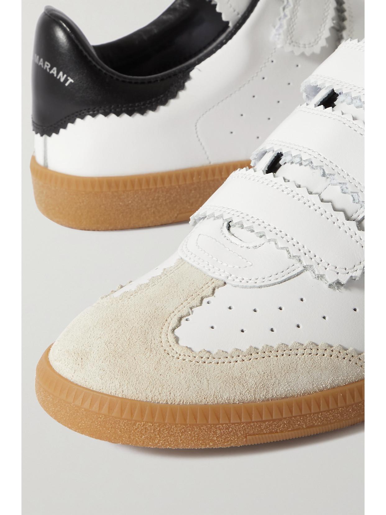 ISABEL MARANT Beth Suede-trimmed Leather Sneakers In White Product Image