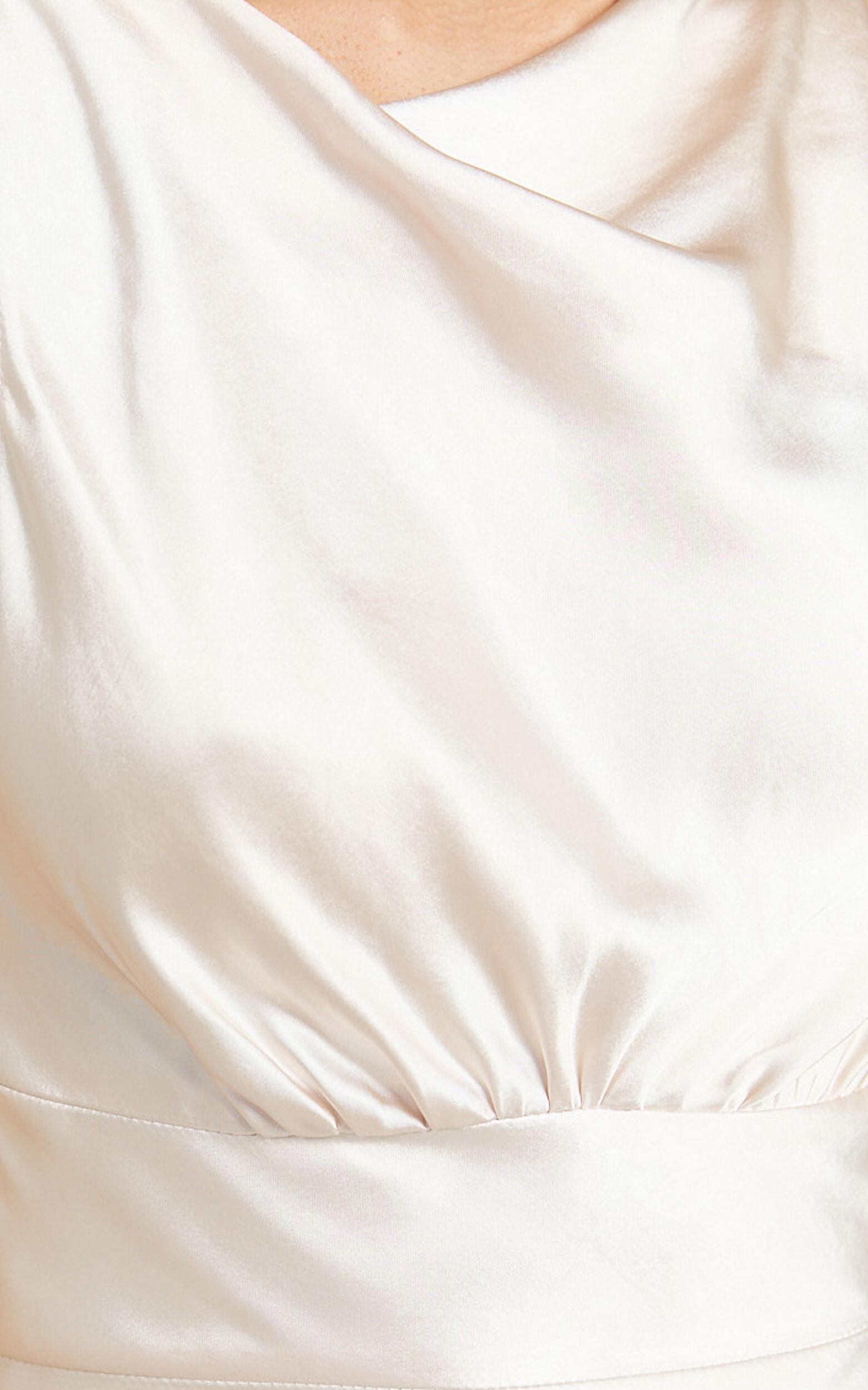 Fheliz Midi Dress - Satin Open Back Dress in Oyster Product Image