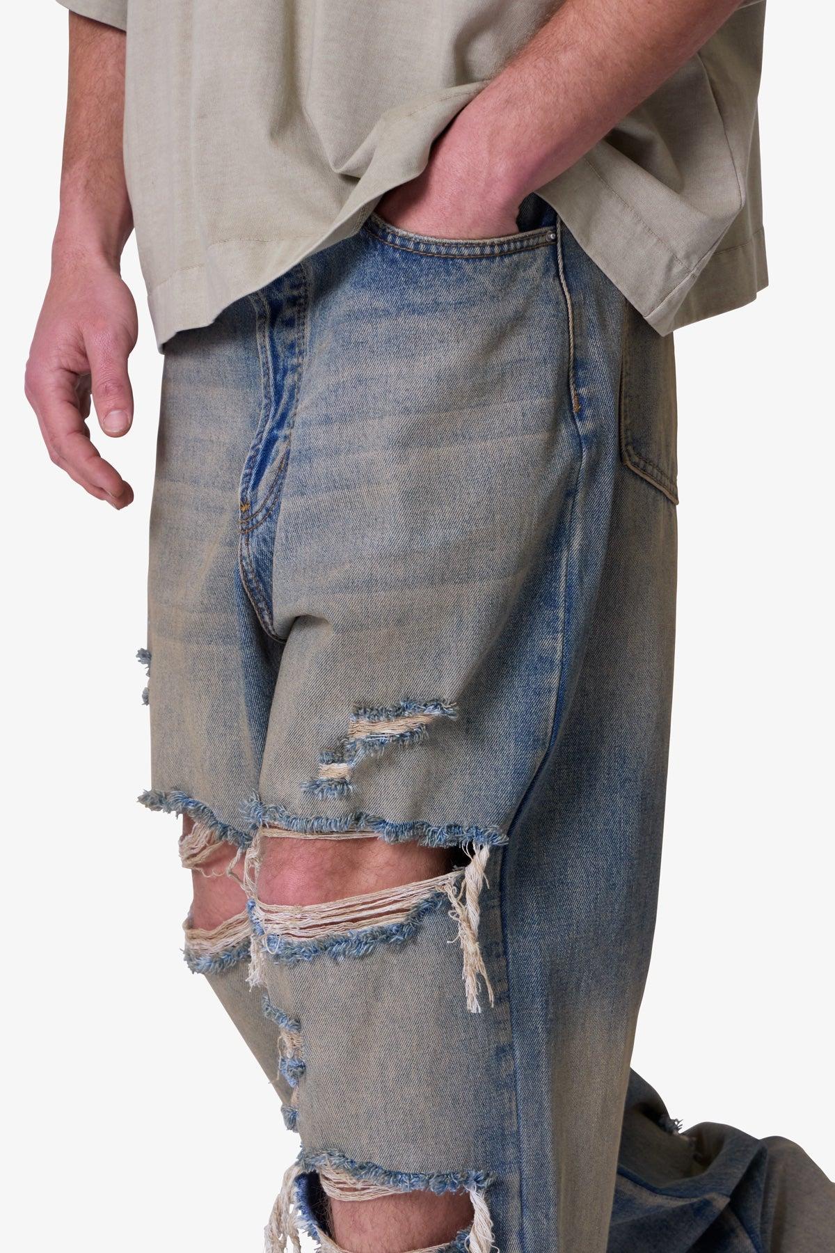 Ultra Baggy Orange Dusted Denim - Blue Product Image