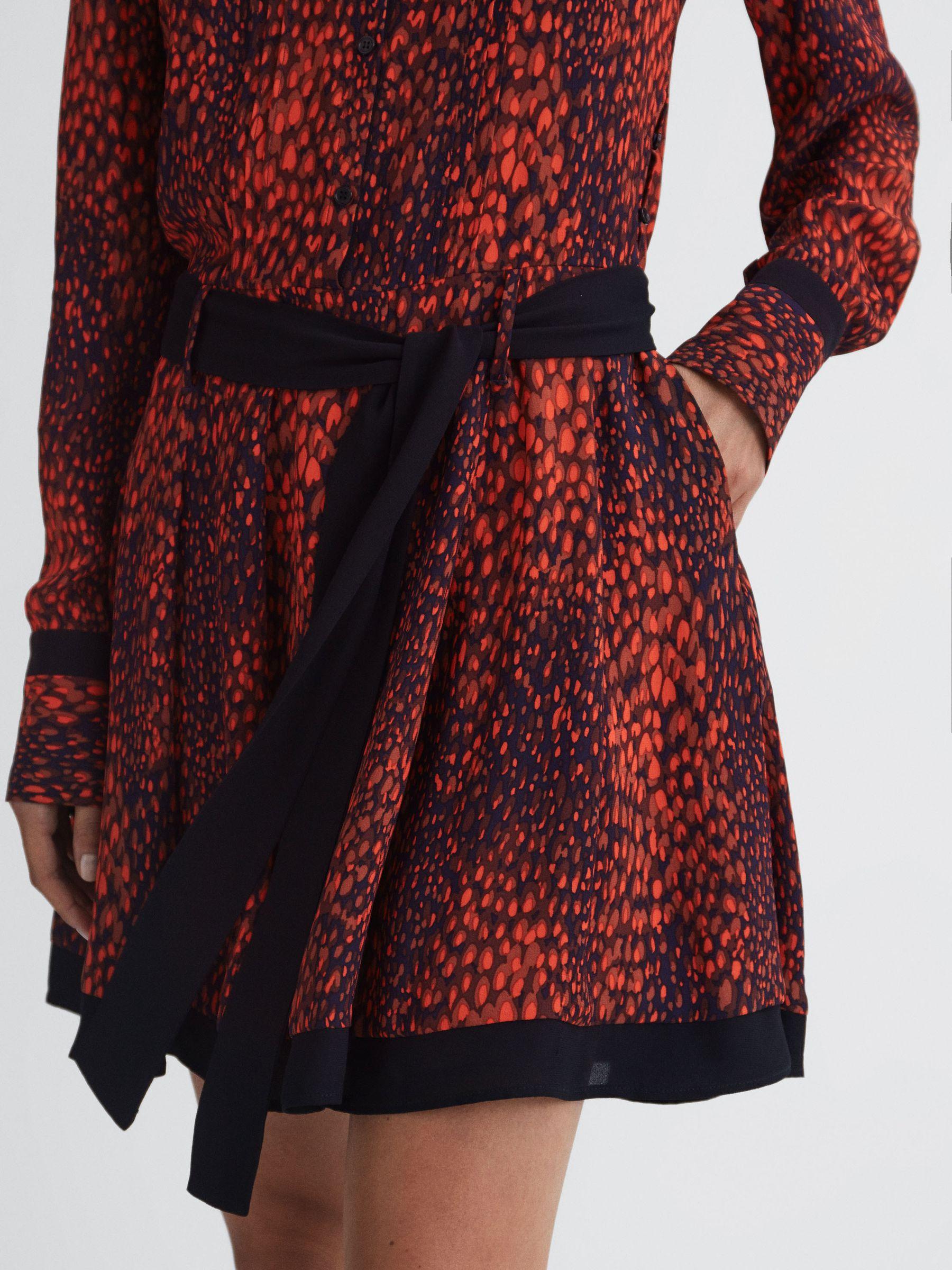 Animal Print Belted Mini Dress in Red Product Image