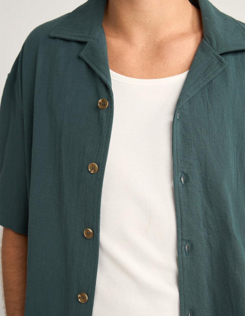 RHYTHM Relaxed Texture Mens Button Up Shirt - TEAL GREEN Product Image
