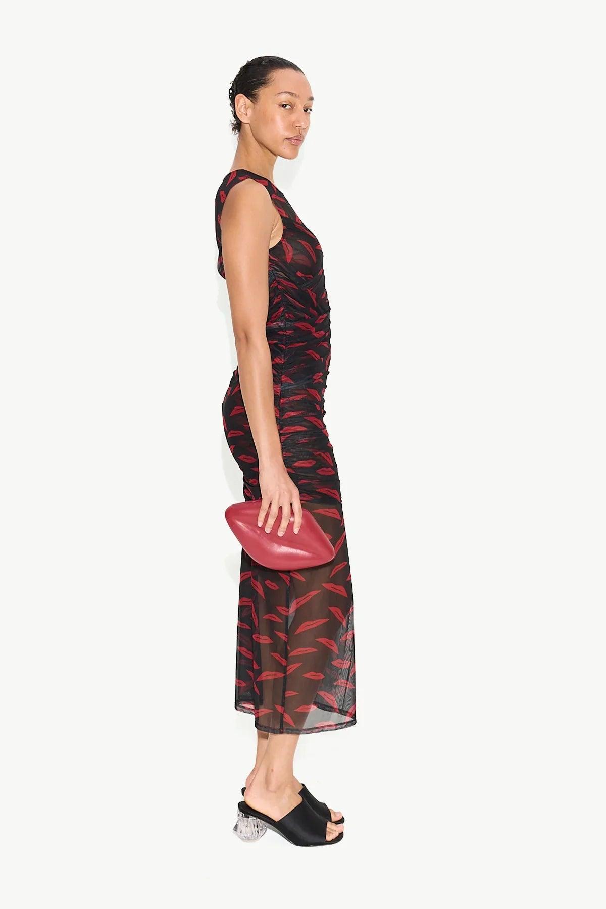 Kinny Mesh Dress Lip Print Product Image