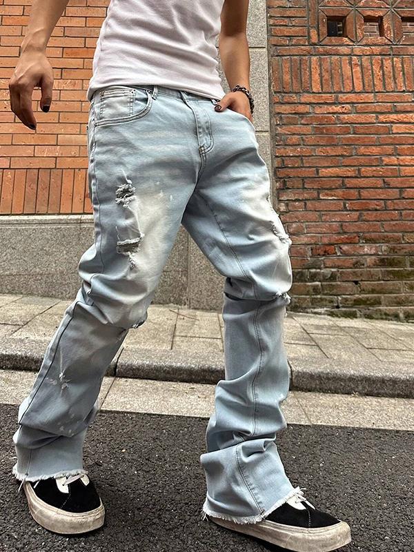 Men's Ripped Loose Jeans Product Image