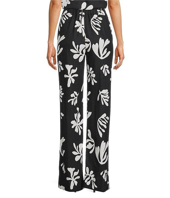 Marella Coordinating Linen Blend Elastic Back Wide Leg Trouser Pants Product Image