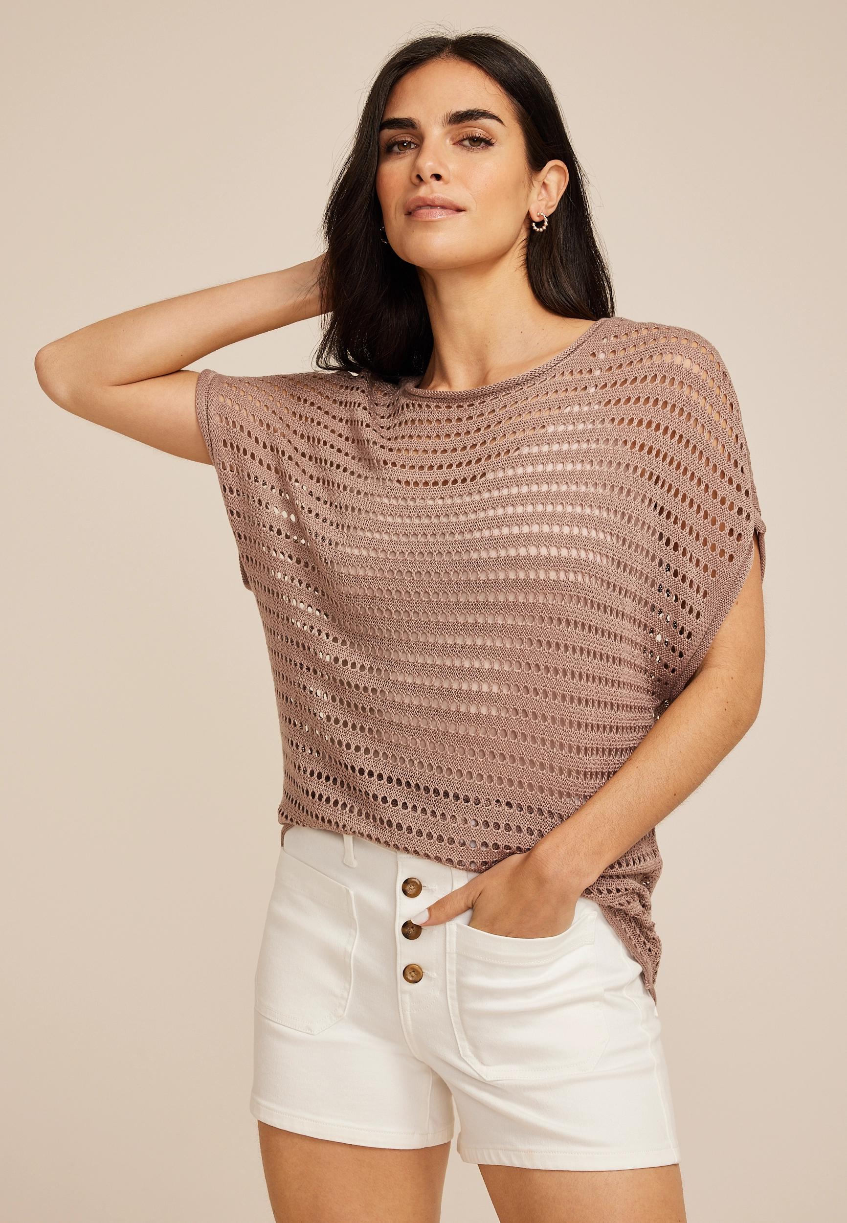 Dolman Short Sleeve Sweater Top Product Image