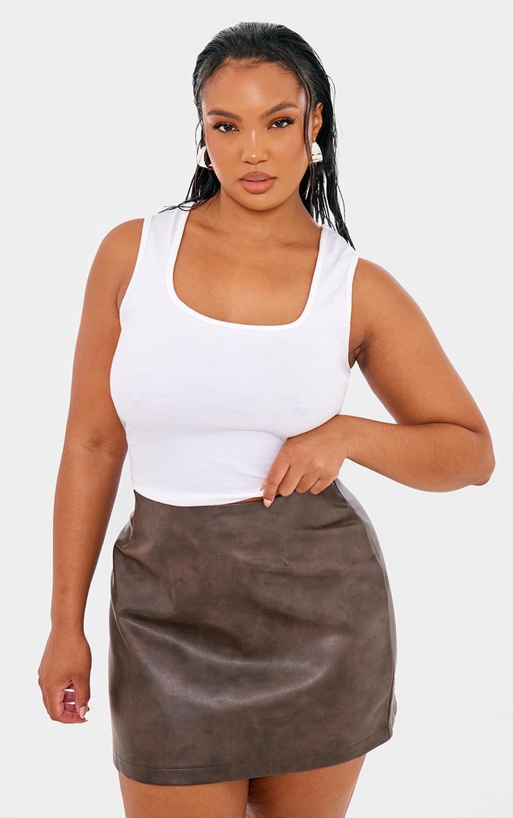 Chocolate Faux Suede Pocket Front Mini Skirt Product Image