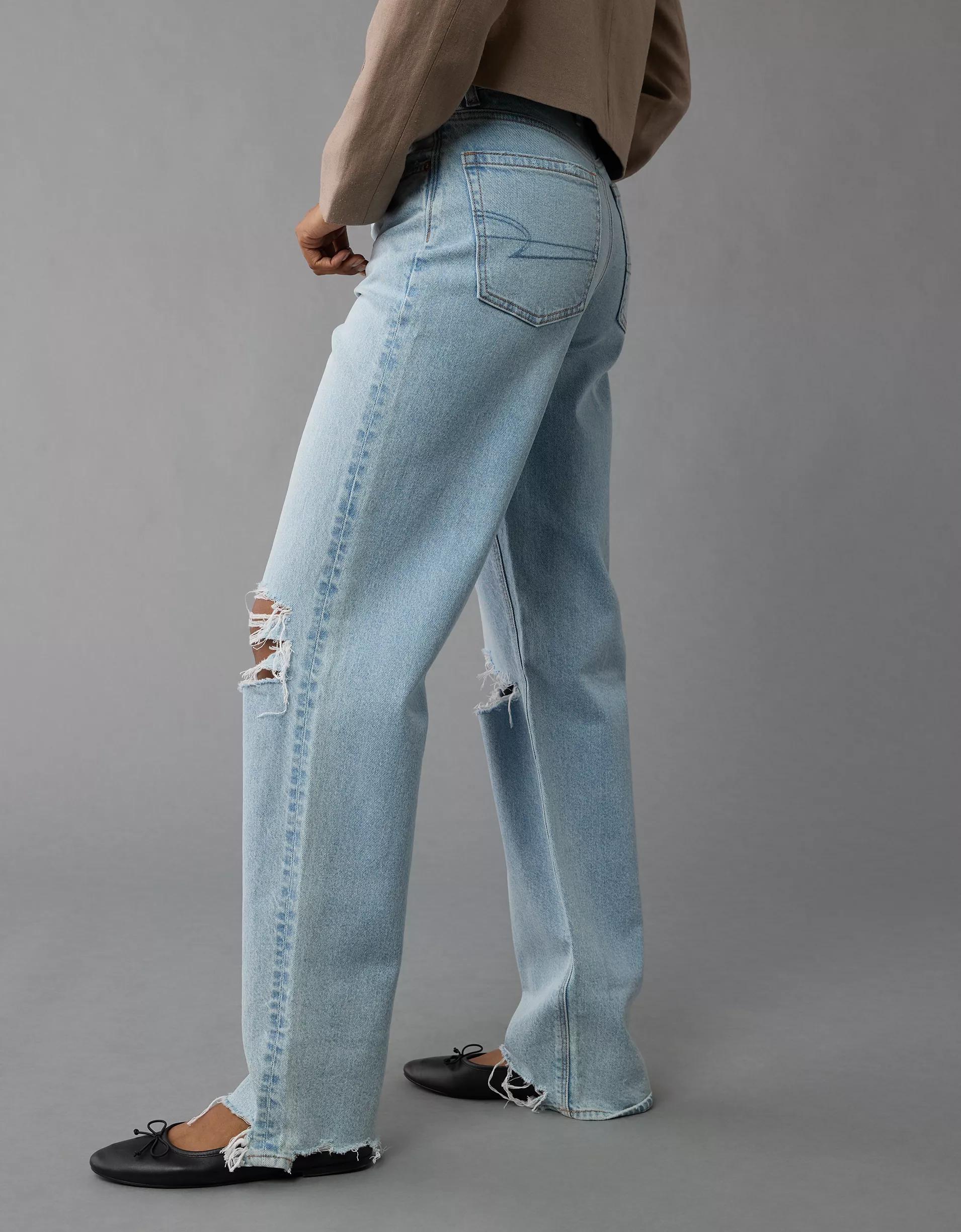 AE Strigid Ripped Super High-Waisted Baggy Straight Jean Product Image