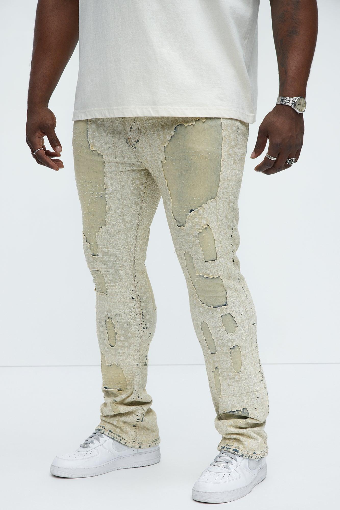 Shredded Shock Distressed Stacked Skinny Flare Jeans - Light Wash Product Image