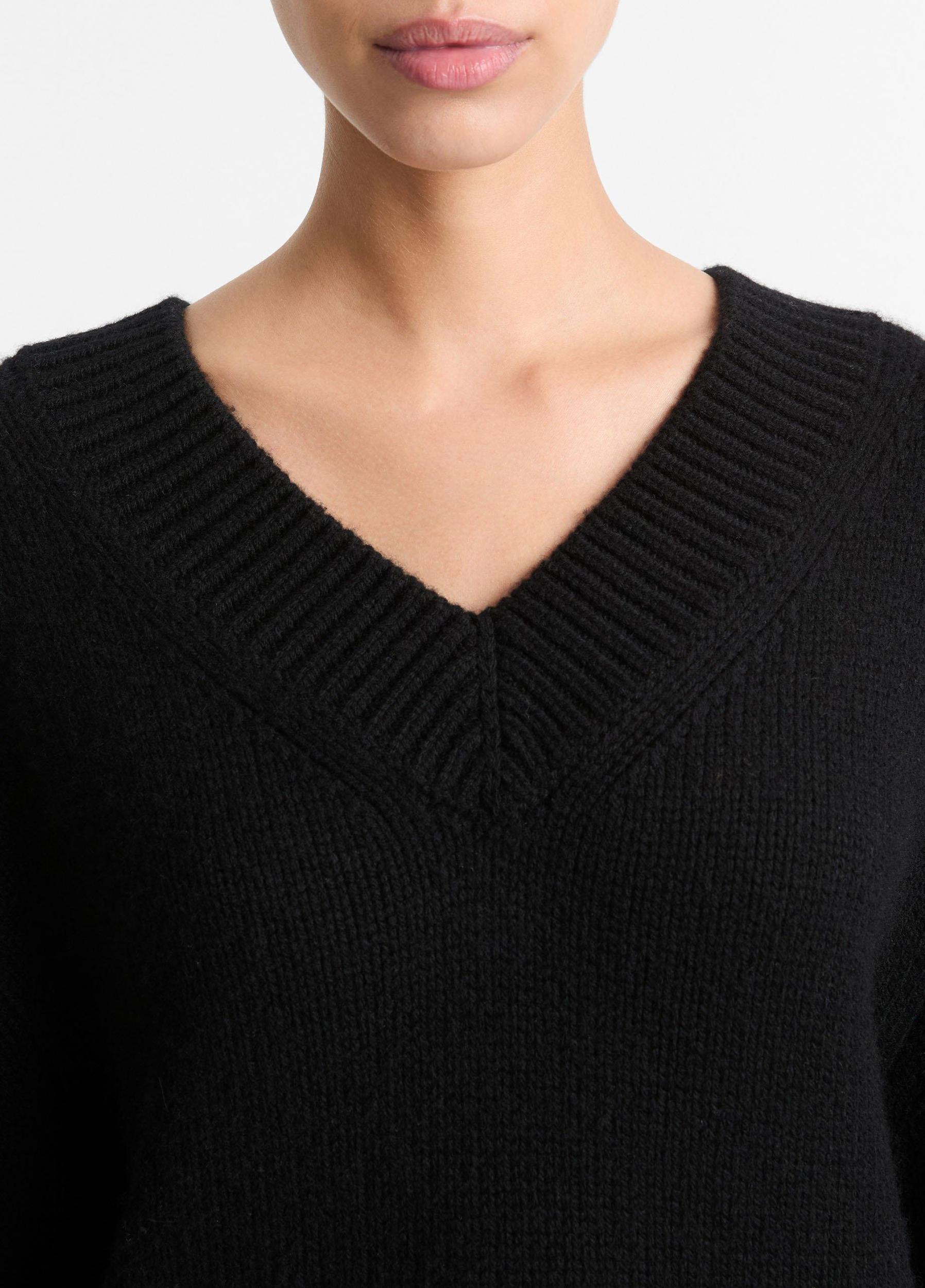 Wool and Cashmere Drop-Shoulder V-Neck Sweater Product Image