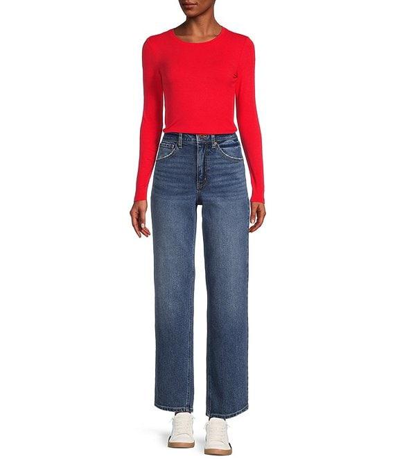 High Rise Ankle Crop Straight Jeans Product Image