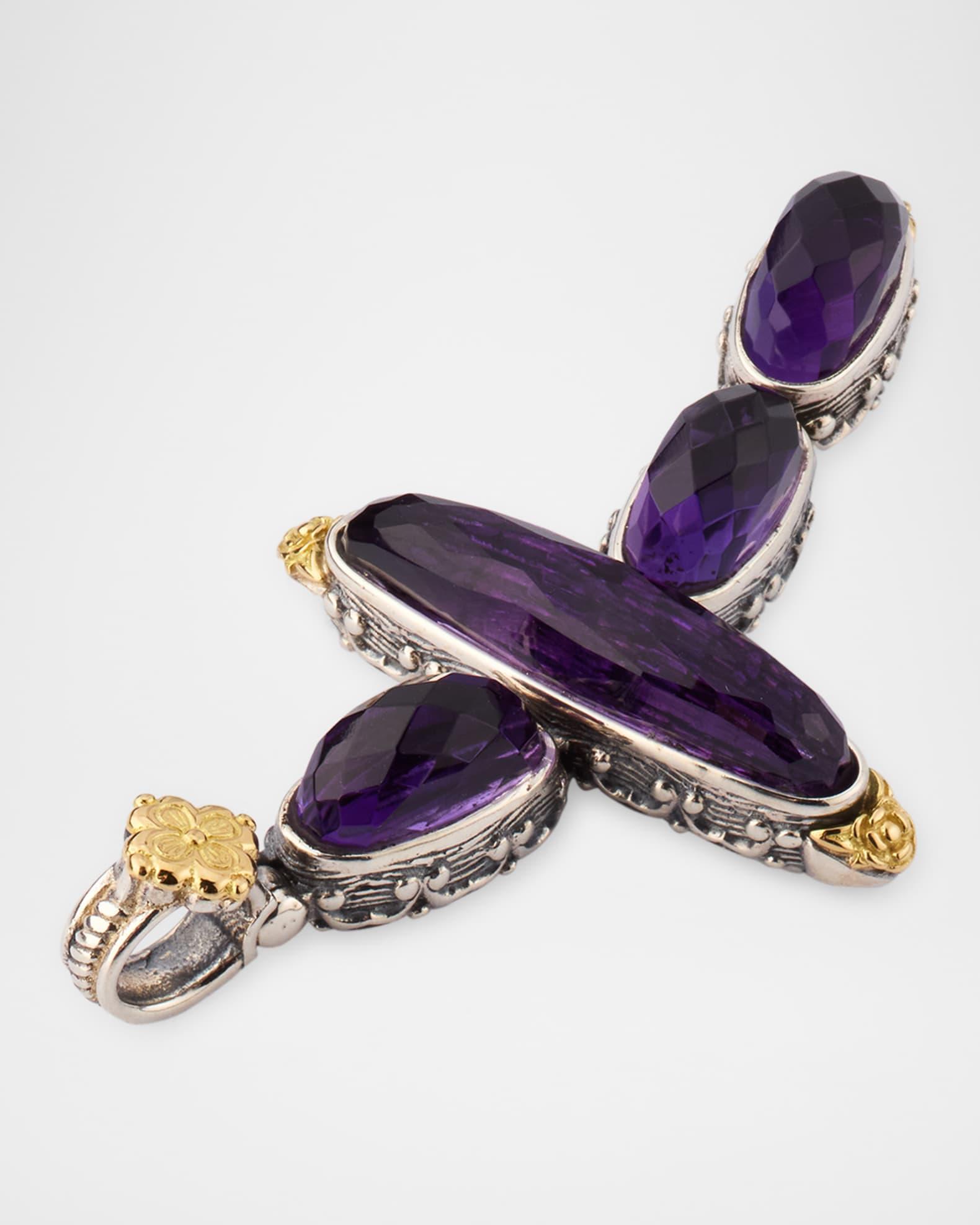 Kyma Amethyst and Quartz Doublet Cross Pendant Product Image