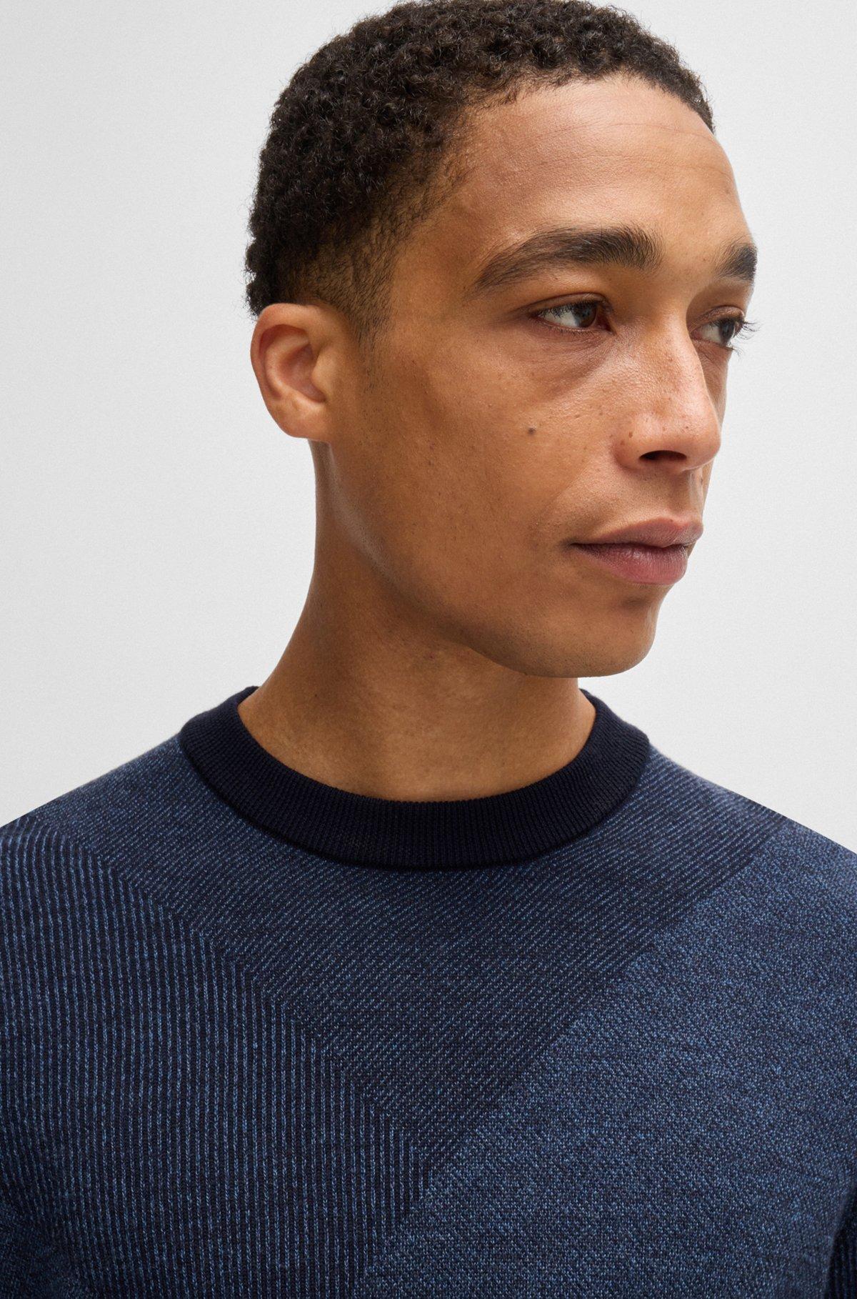 Virgin-wool sweater with two-tone jacquard pattern Product Image