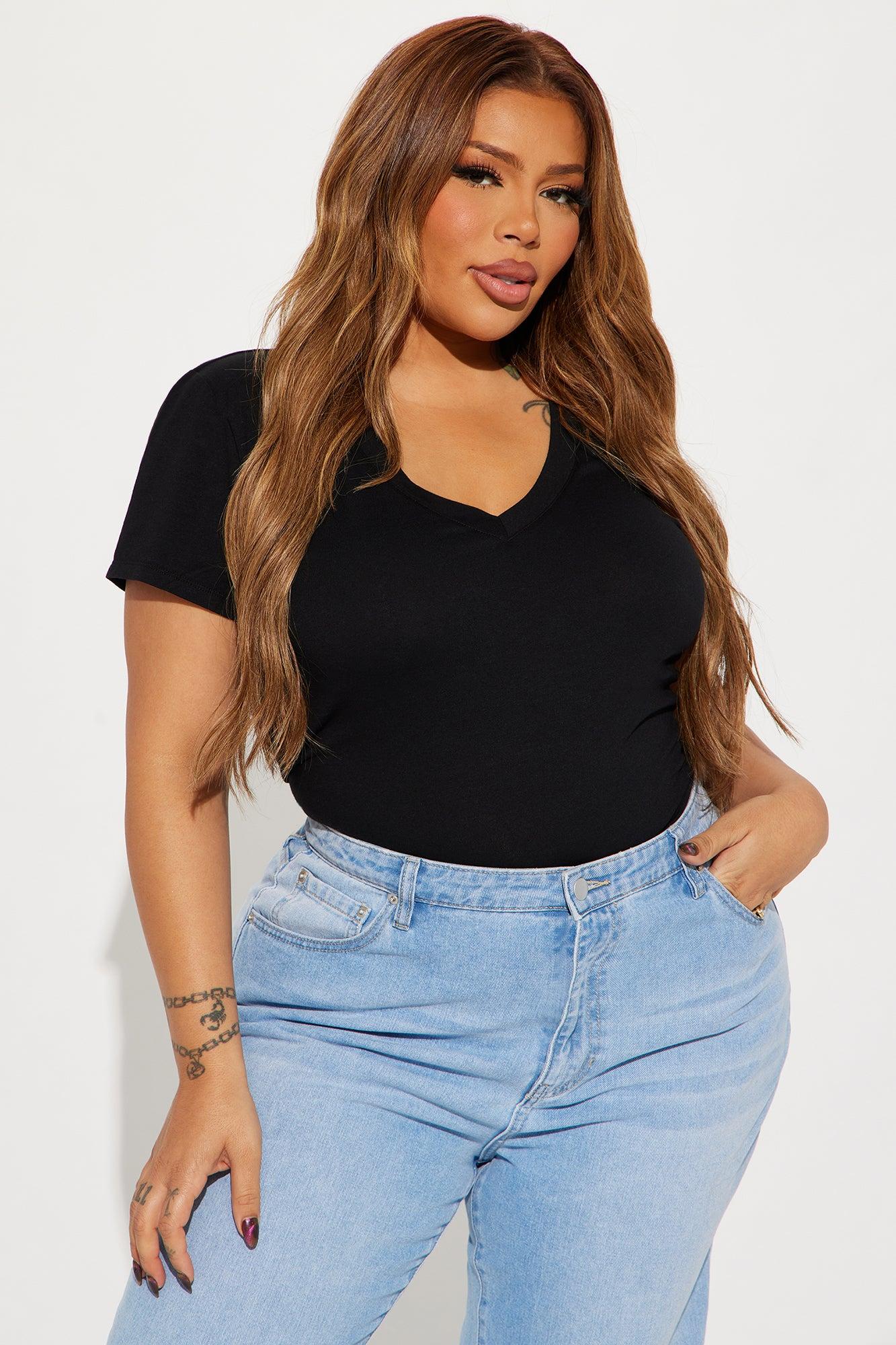 Ashley V-Neck Top - Black Product Image