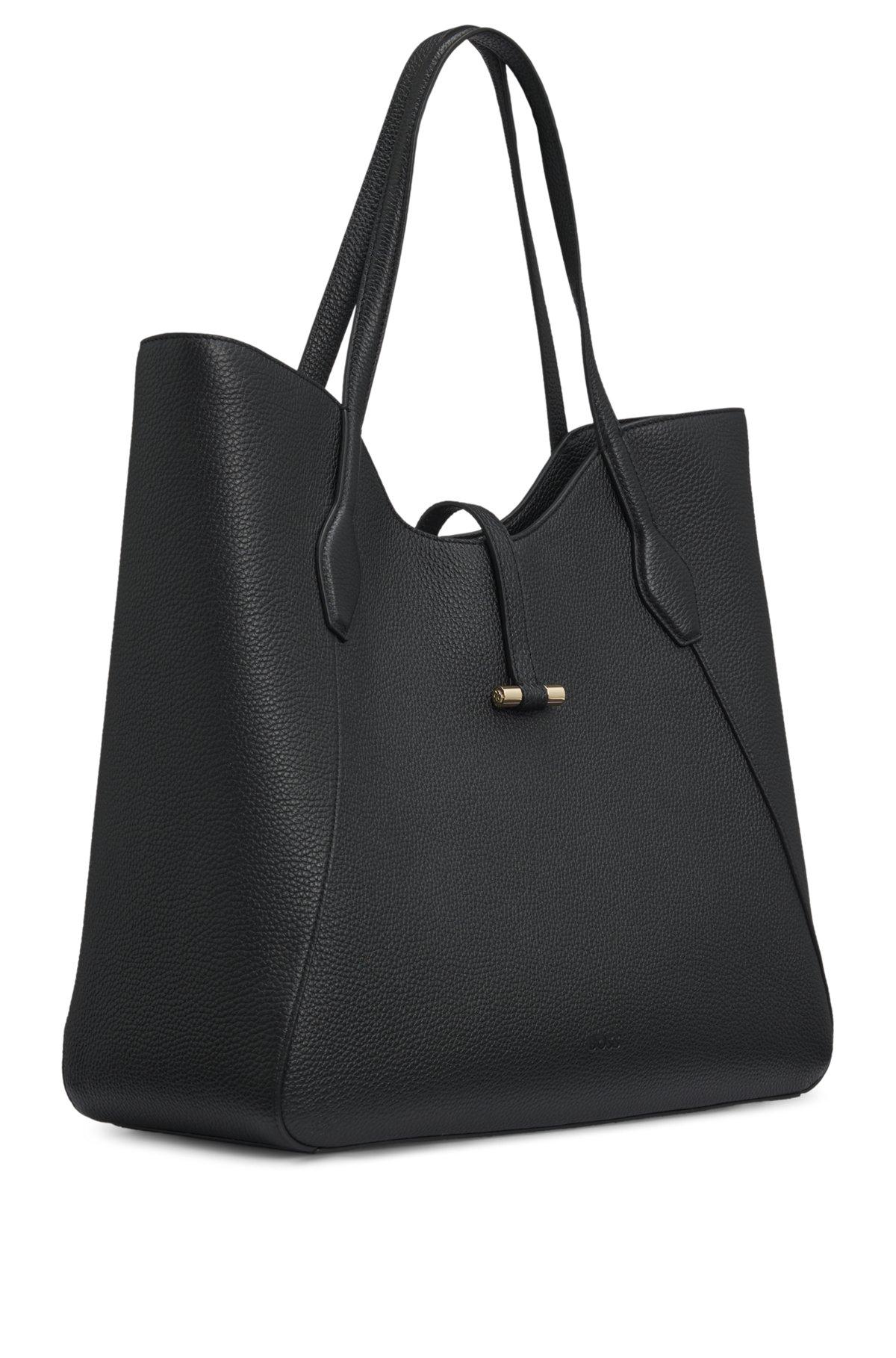 Pebbled-leather tote bag with golden hardware Product Image