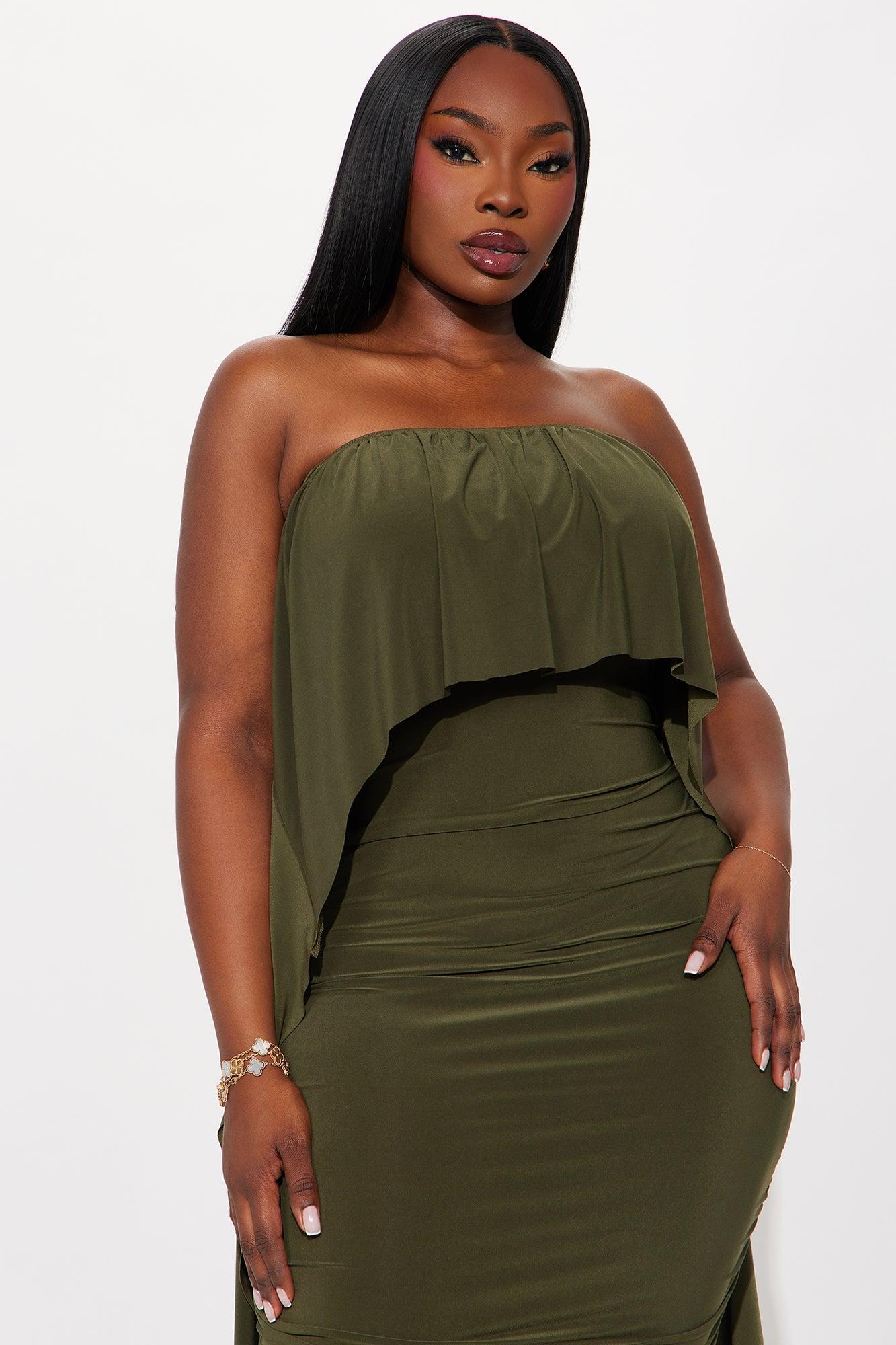 Sammy Ruched Maxi Dress - Olive Female Product Image