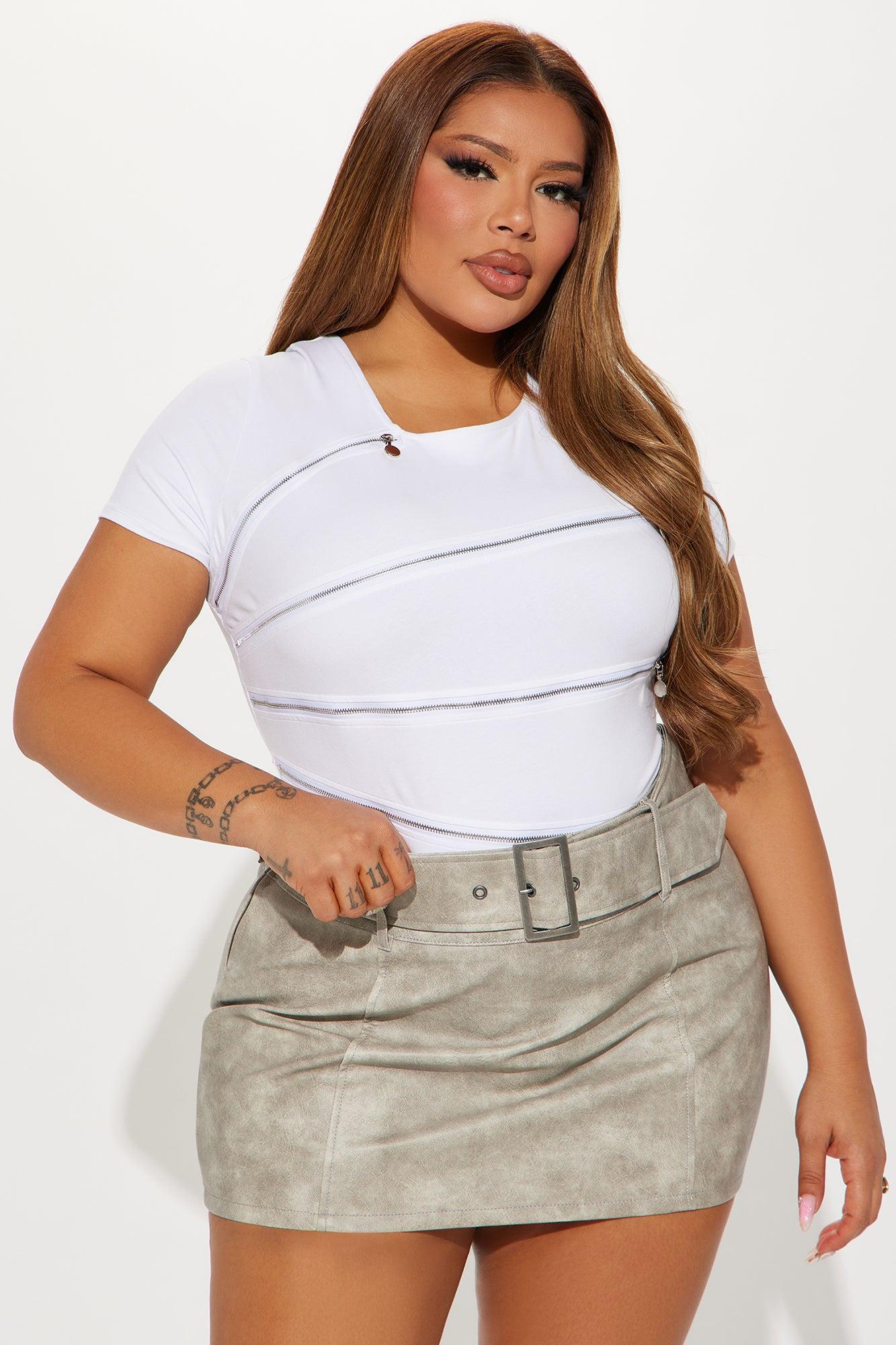 Unveiling Secrets Zipper Bodysuit - White Product Image